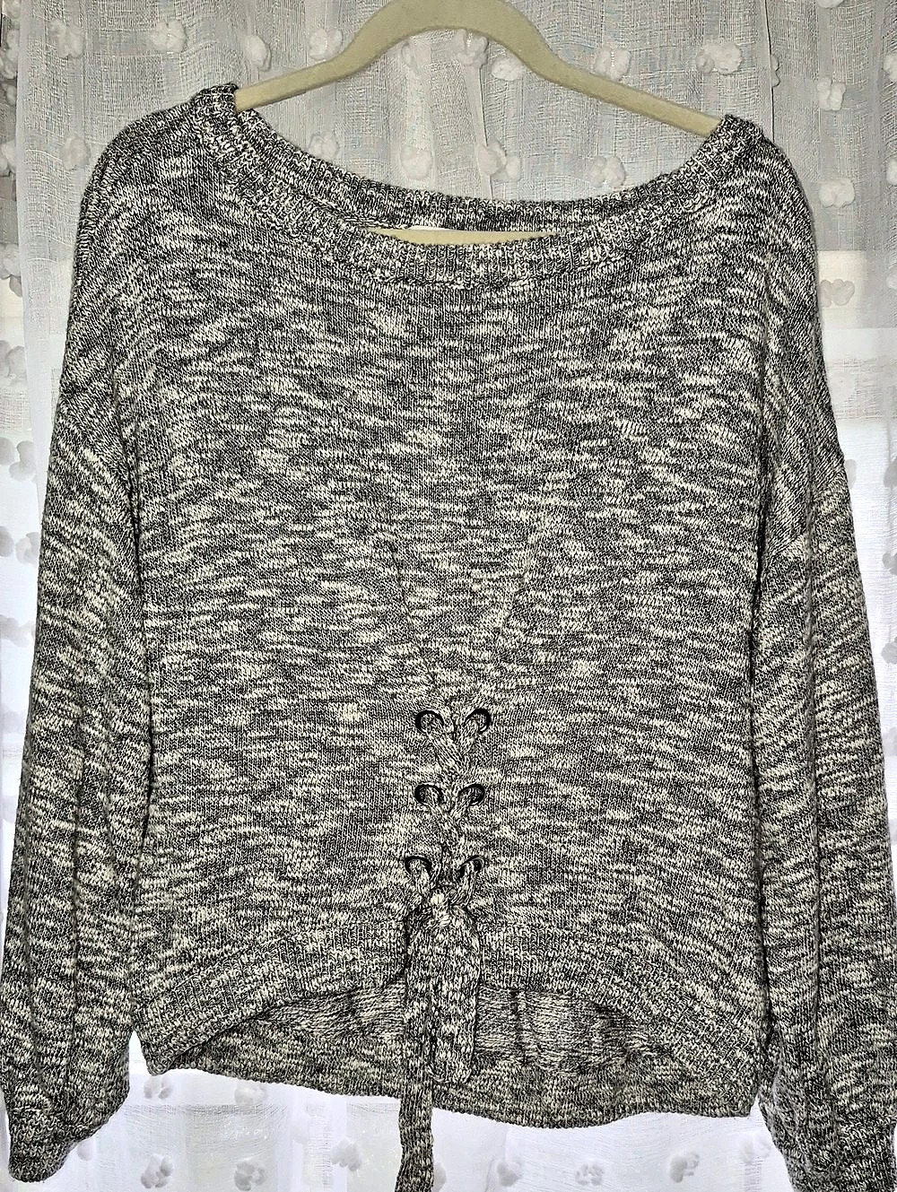 Dex Cotton Lace-Up Sweater Size Medium Like New
